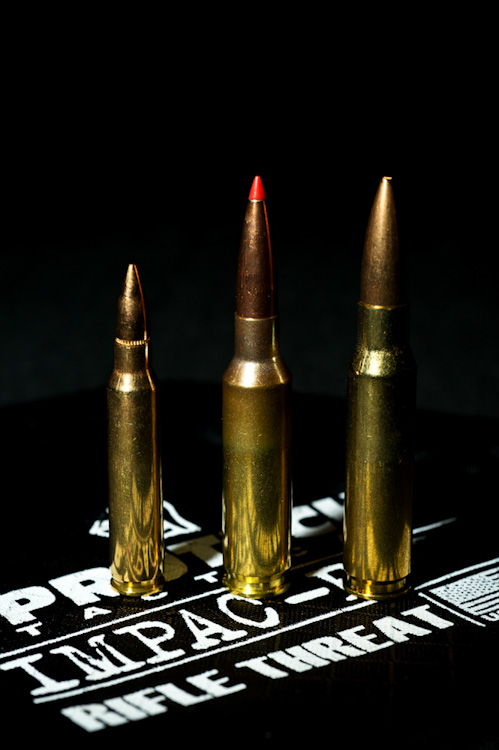 6.5 Creedmoor round between .223 adn .308 rounds for comparison